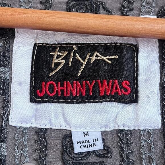 Johnny Was Biya Alka Silk Embroidered Tunic Top Size M Boho Lagenlook Artsy Folk - Picture 6 of 8